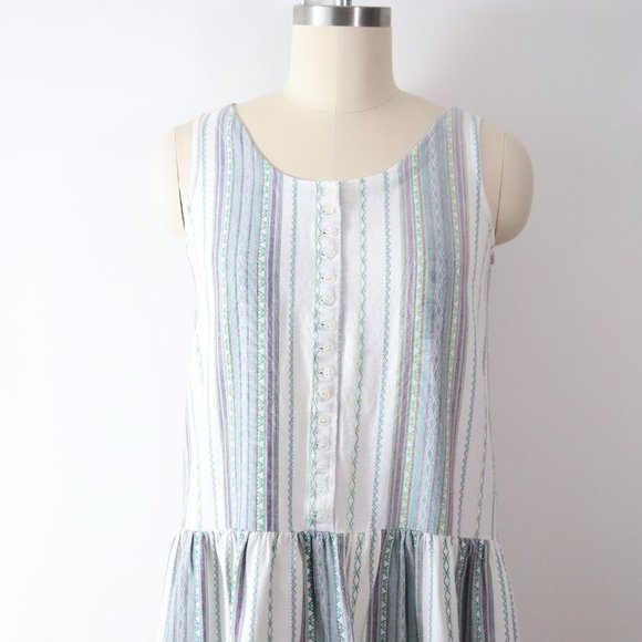 ❌SOLD❌vintage 90s woven stripe jumper dress - Picture 2 of 12